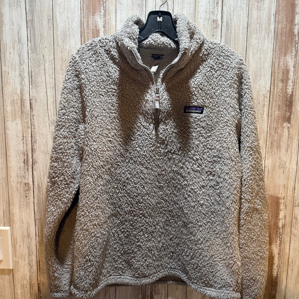 Patagonia Worn Wear Jacket Womens Medium Quarter Zip Sherpa Fleece Lt Gray